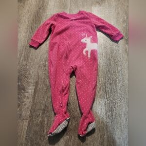 Carter's Pink Fleece Footed One Piece with Unicorn